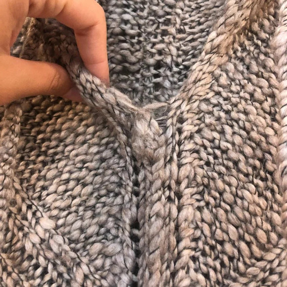 🍁LOFT Cream Knit Bohemian Poncho Sweater XS/S - Picture 6 of 7